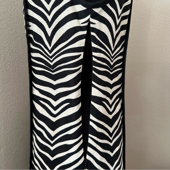 J. Crew Zebra Print Linen Sleeveless Black Cream Mini Dress Size 8 - Picture 7 of 14